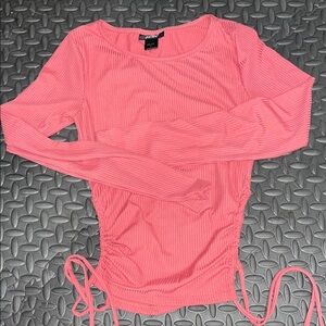 Stylish Pink Long Sleeve Ruched Top